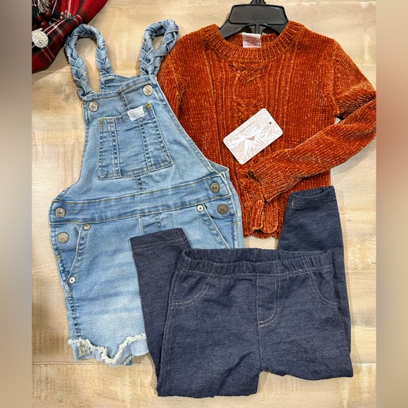 7 For All Mankind Other - 3 set toddler kids girl carters 7 for all mankind sweater Jean overalls leggings